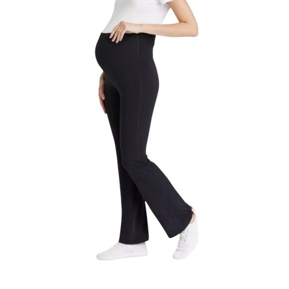 NWT Ingrid & Isabel Maternity Flared Leg Foldover Waist Pants Black S - Picture 8 of 9